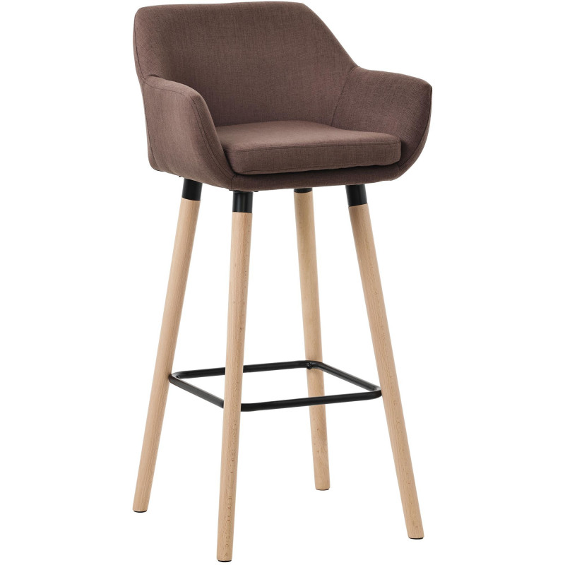 Tabouret de bar scandinave en Tissu Marron café Bois de hêtre Naturel Norvyn  - 1