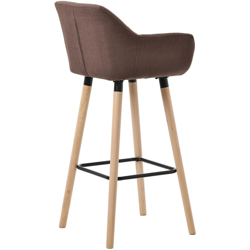 Tabouret de bar scandinave en Tissu Marron café Bois de hêtre Naturel Norvyn  - 2