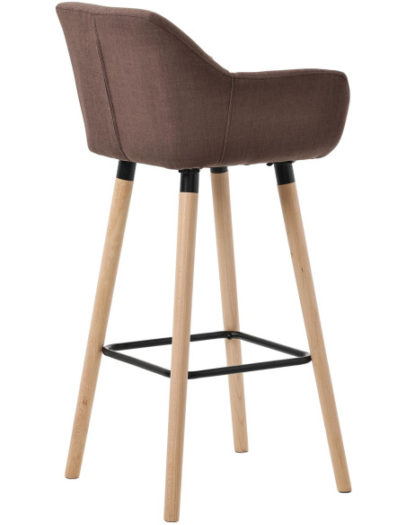 Tabouret de bar scandinave en Tissu Marron café Bois de hêtre Naturel Norvyn  - 2