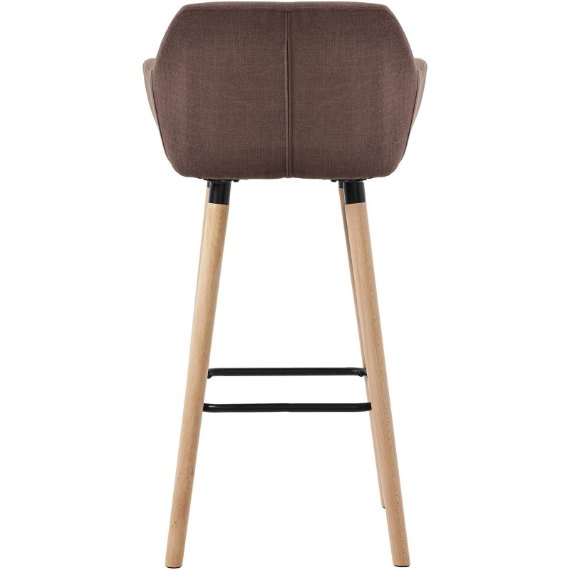 Tabouret de bar scandinave en Tissu Marron café Bois de hêtre Naturel Norvyn  - 3