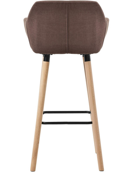 Tabouret de bar scandinave en Tissu Marron café Bois de hêtre Naturel Norvyn  - 3