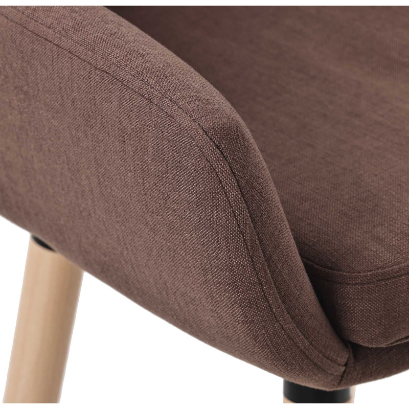 Tabouret de bar scandinave en Tissu Marron café Bois de hêtre Naturel Norvyn  - 5