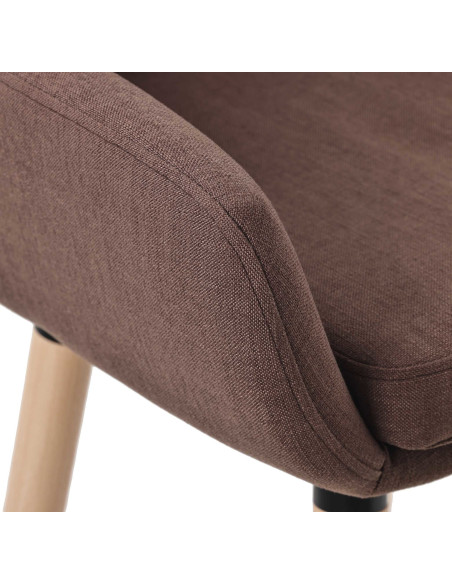 Tabouret de bar scandinave en Tissu Marron café Bois de hêtre Naturel Norvyn  - 5