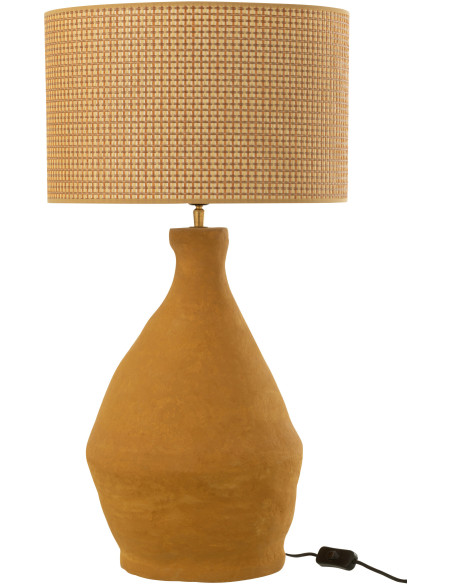 Lampe à poser en Papier mâché Jaune Polyester Jaune Motif cannage Indus - 2