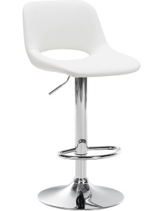 Tabouret de bar moderne en Polyuréthane Blanc Métal Argenté Zyrion - 1
