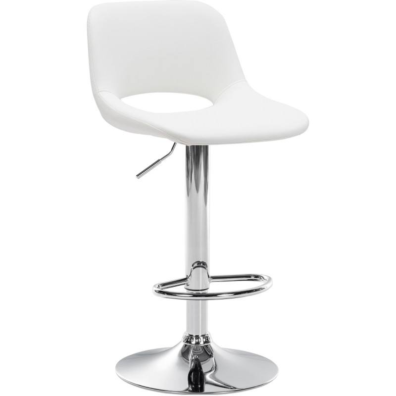 Tabouret de bar moderne en Polyuréthane Blanc Métal Argenté Zyrion - 1