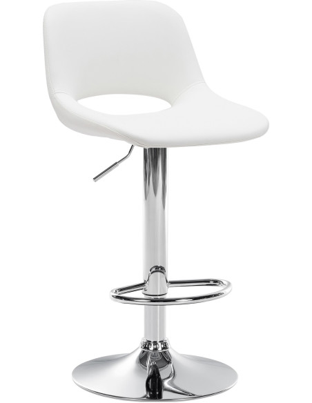 Tabouret de bar moderne en Polyuréthane Blanc Métal Argenté Zyrion - 1