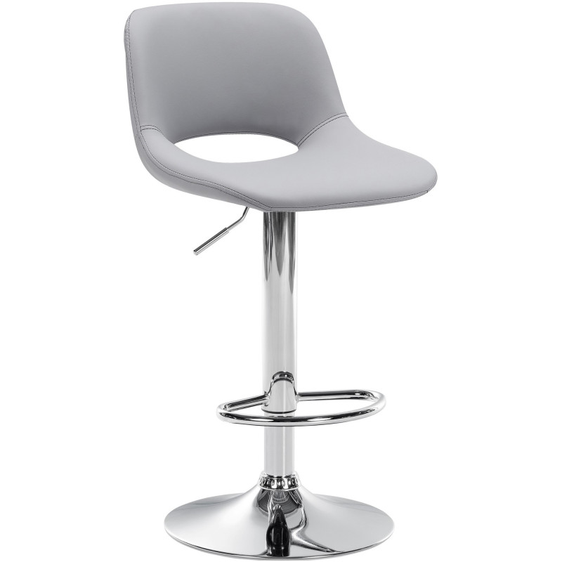 Tabouret de bar moderne en Polyuréthane Gris Métal Argenté Zyrion - 1