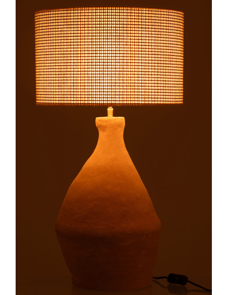 Lampe à poser en Papier mâché Jaune Polyester Jaune Motif cannage Indus - 3