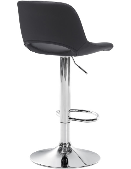 Tabouret de bar moderne en Polyuréthane Noir Métal Argenté Zyrion - 5