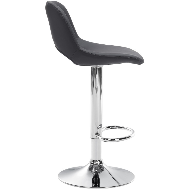 Tabouret de bar moderne en Polyuréthane Noir Métal Argenté Zyrion - 3
