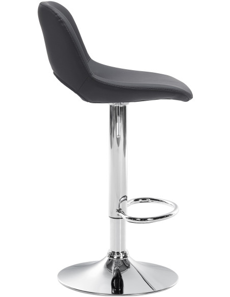 Tabouret de bar moderne en Polyuréthane Noir Métal Argenté Zyrion - 3
