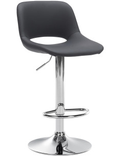 Tabouret de bar moderne en Polyuréthane Noir Métal Argenté Zyrion - 1
