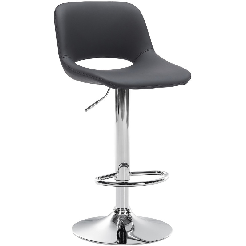 Tabouret de bar moderne en Polyuréthane Noir Métal Argenté Zyrion - 1