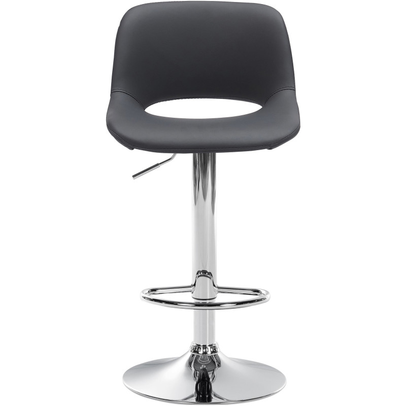 Tabouret de bar moderne en Polyuréthane Noir Métal Argenté Zyrion - 2