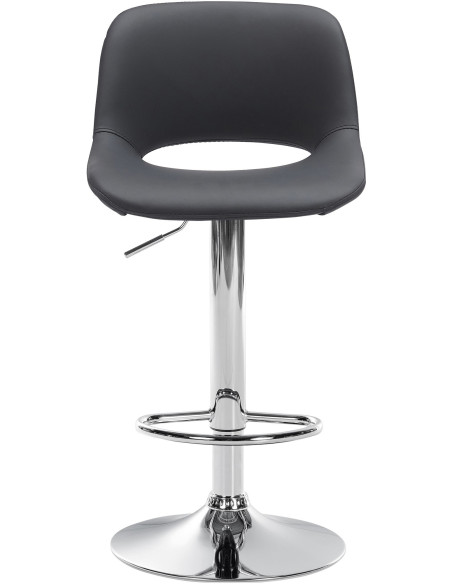 Tabouret de bar moderne en Polyuréthane Noir Métal Argenté Zyrion - 2