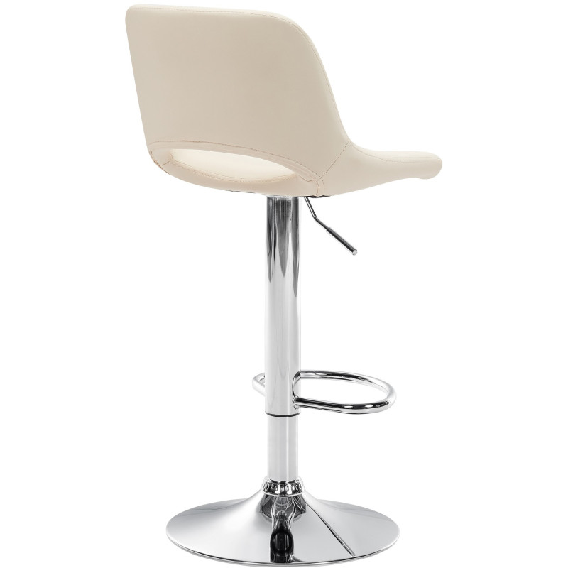 Tabouret de bar moderne en Polyuréthane Blanc crème Métal Argenté Zyrion - 4