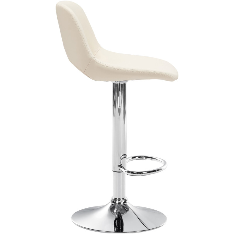 Tabouret de bar moderne en Polyuréthane Blanc crème Métal Argenté Zyrion - 3