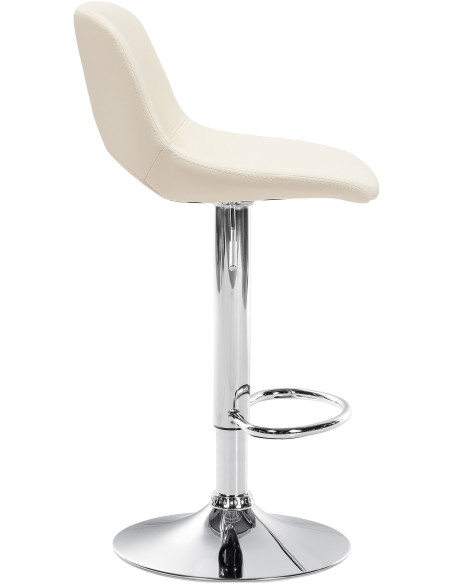 Tabouret de bar moderne en Polyuréthane Blanc crème Métal Argenté Zyrion - 3