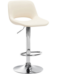 Tabouret de bar moderne en Polyuréthane Blanc crème Métal Argenté Zyrion - 1