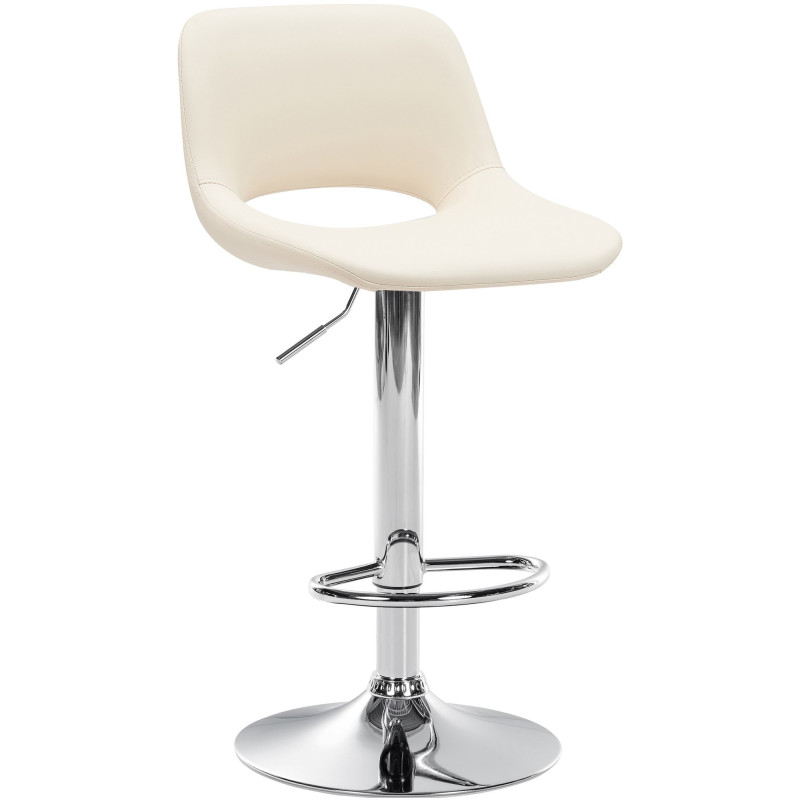 Tabouret de bar moderne en Polyuréthane Blanc crème Métal Argenté Zyrion - 1
