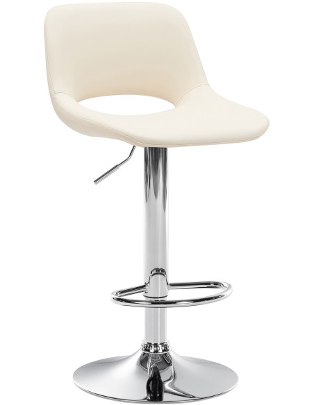 Tabouret de bar moderne en Polyuréthane Blanc crème Métal Argenté Zyrion - 1