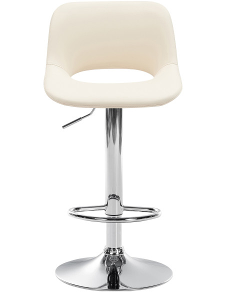 Tabouret de bar moderne en Polyuréthane Blanc crème Métal Argenté Zyrion - 2