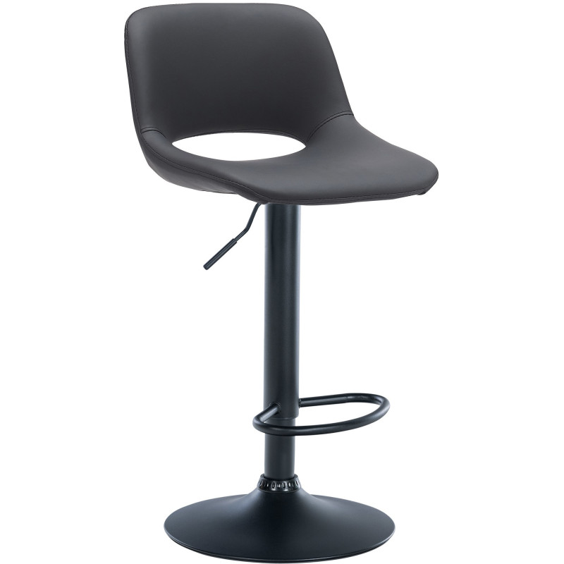Tabouret de bar moderne en Polyuréthane Noir Métal Noir Zyrion - 1