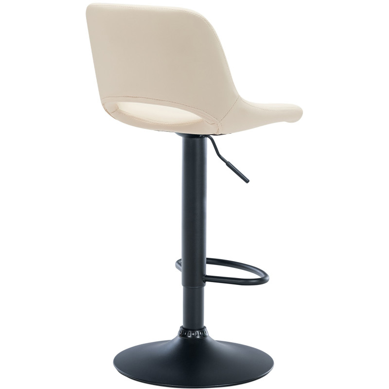 Tabouret de bar moderne en Polyuréthane Blanc crème Métal Noir Zyrion - 4