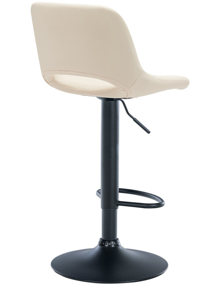 Tabouret de bar moderne en Polyuréthane Blanc crème Métal Noir Zyrion - 4