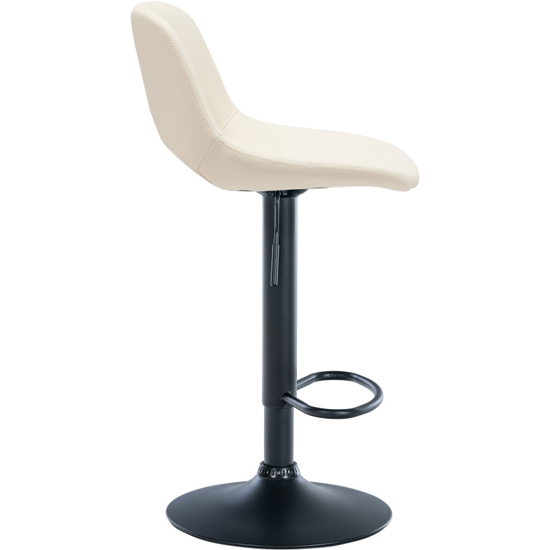 Tabouret de bar moderne en Polyuréthane Blanc crème Métal Noir Zyrion - 3