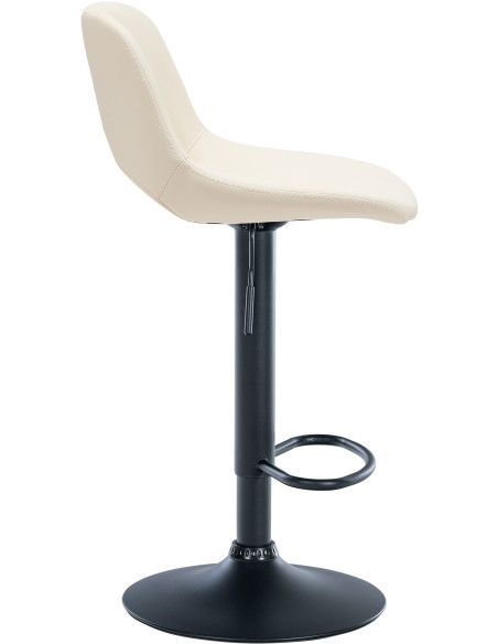 Tabouret de bar moderne en Polyuréthane Blanc crème Métal Noir Zyrion - 3