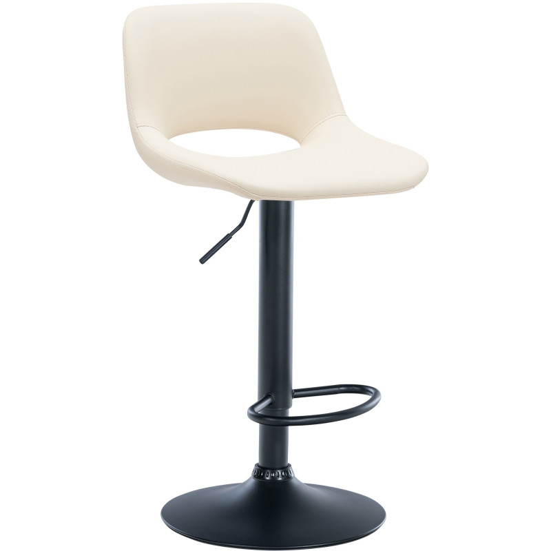 Tabouret de bar moderne en Polyuréthane Blanc crème Métal Noir Zyrion - 1