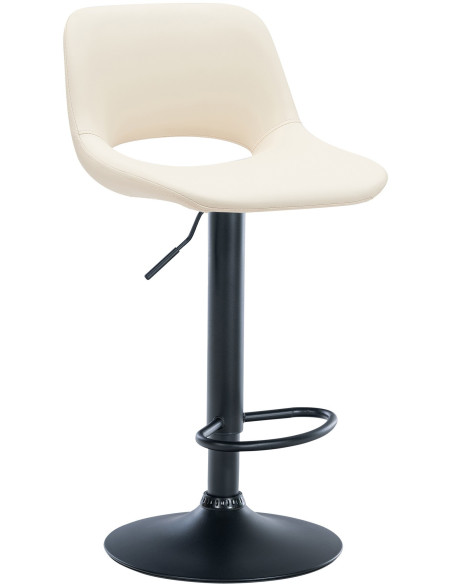 Tabouret de bar moderne en Polyuréthane Blanc crème Métal Noir Zyrion - 1
