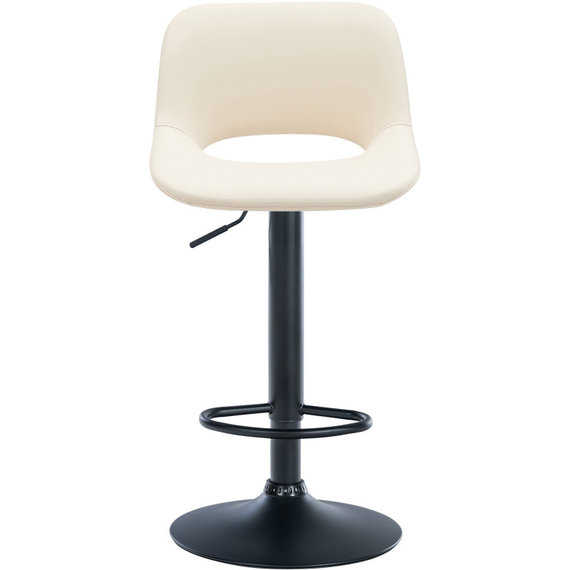 Tabouret de bar moderne en Polyuréthane Blanc crème Métal Noir Zyrion - 2