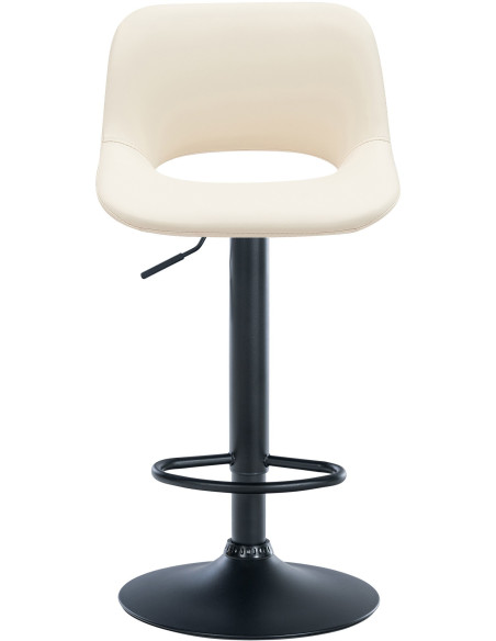 Tabouret de bar moderne en Polyuréthane Blanc crème Métal Noir Zyrion - 2