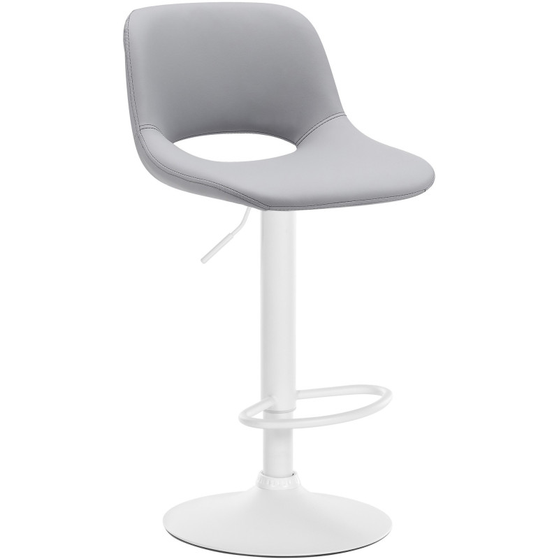 Tabouret de bar moderne en Polyuréthane Gris Métal Blanc Zyrion - 1