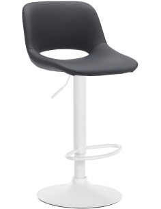 Tabouret de bar moderne en Polyuréthane Noir Métal Blanc Zyrion - 1