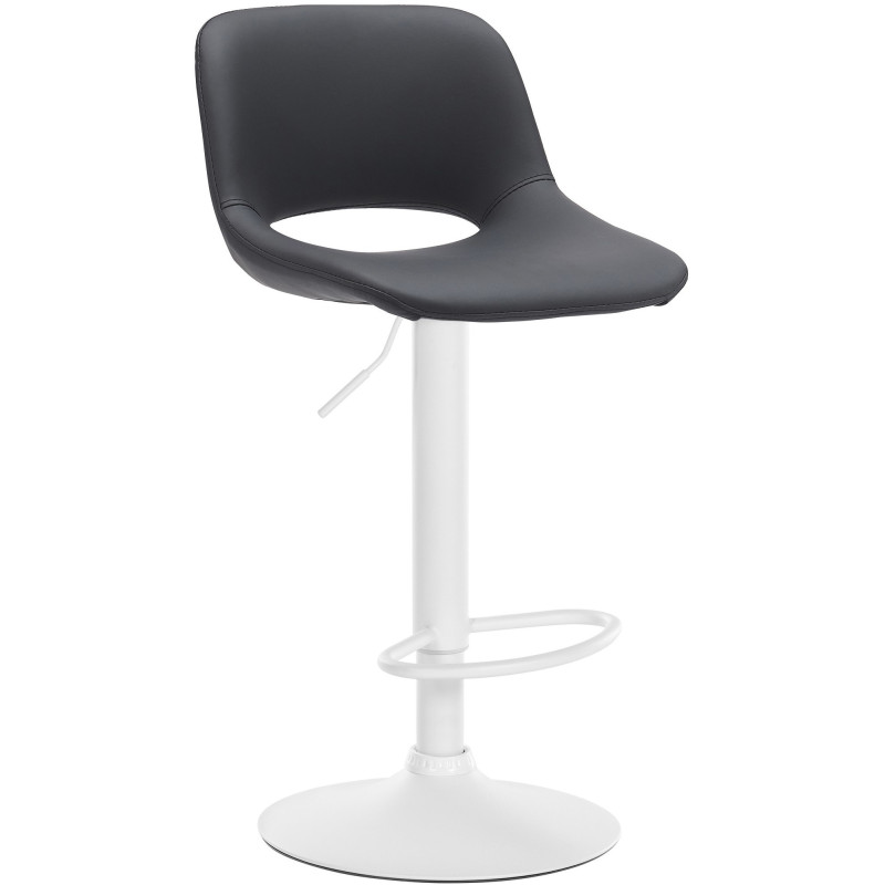 Tabouret de bar moderne en Polyuréthane Noir Métal Blanc Zyrion - 1