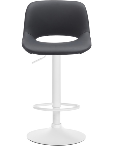 Tabouret de bar moderne en Polyuréthane Noir Métal Blanc Zyrion - 2