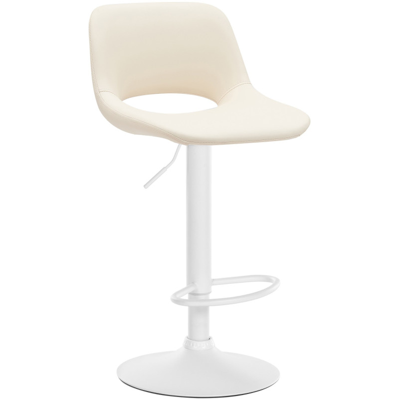 Tabouret de bar moderne en Polyuréthane Blanc crème Métal Blanc Zyrion - 1