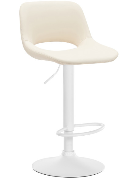 Tabouret de bar moderne en Polyuréthane Blanc crème Métal Blanc Zyrion - 1