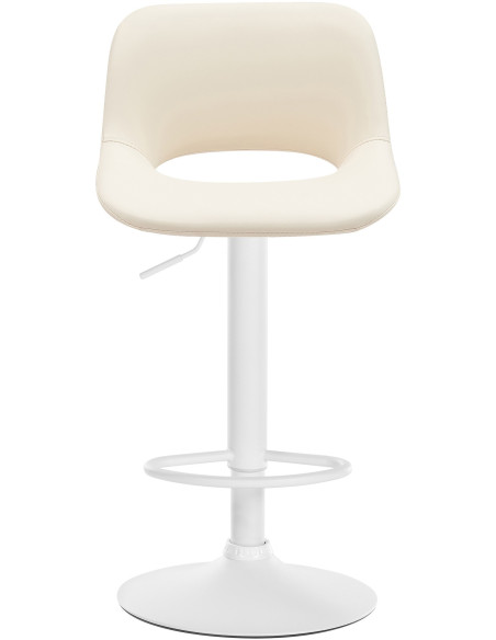 Tabouret de bar moderne en Polyuréthane Blanc crème Métal Blanc Zyrion - 2