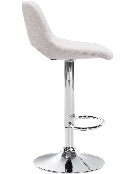 Tabouret de bar moderne en Tissu Blanc crème Métal Argenté Zyrion - 3
