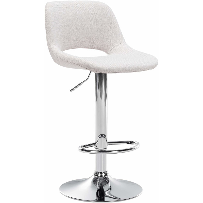 Tabouret de bar moderne en Tissu Blanc crème Métal Argenté Zyrion - 1