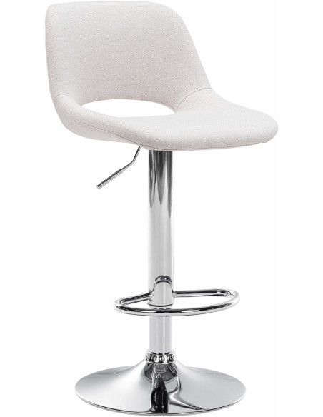 Tabouret de bar moderne en Tissu Blanc crème Métal Argenté Zyrion - 1