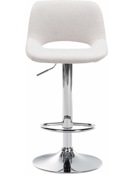 Tabouret de bar moderne en Tissu Blanc crème Métal Argenté Zyrion - 2