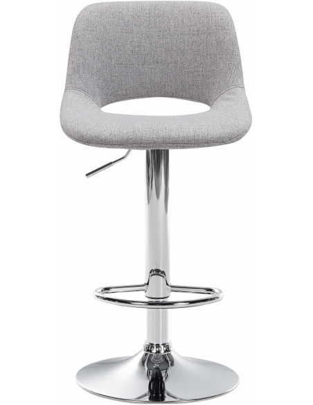 Tabouret de bar moderne en Tissu Gris clair Métal Argenté Zyrion - 2