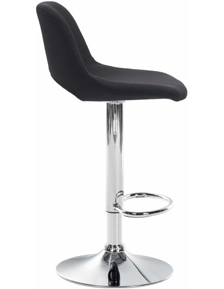 Tabouret de bar moderne en Tissu Noir Métal Argenté Zyrion - 3