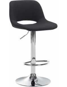 Tabouret de bar moderne en Tissu Noir Métal Argenté Zyrion - 1